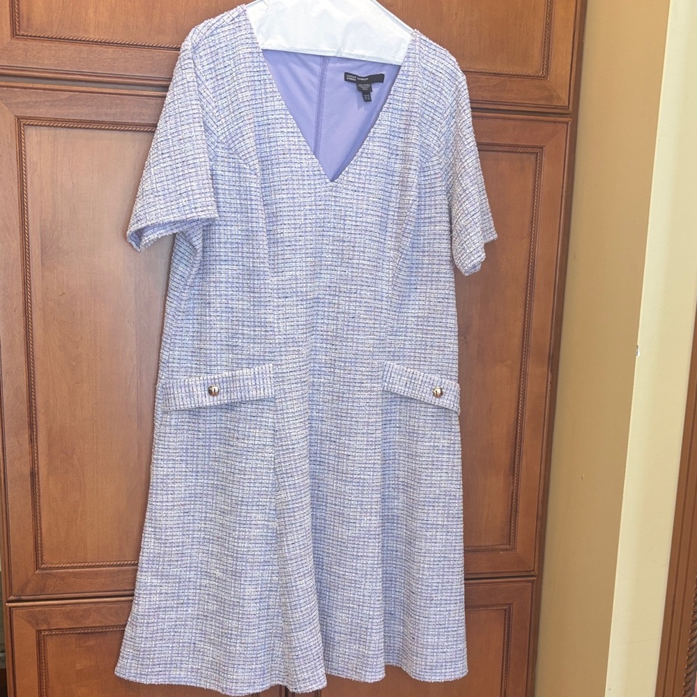 Maggy London Light Purple Tweed Midi Dress